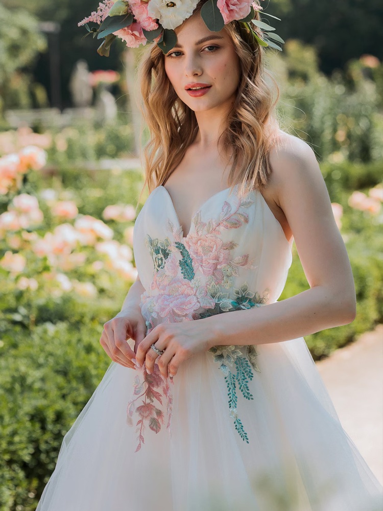 Floral White Wedding Dress