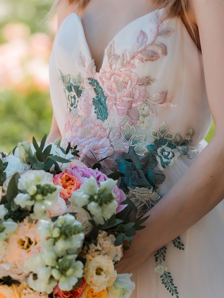 Floral White Wedding Dress