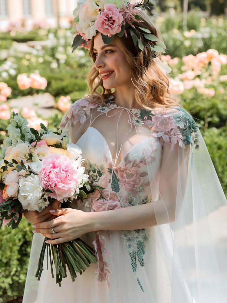 Floral White Wedding Dress