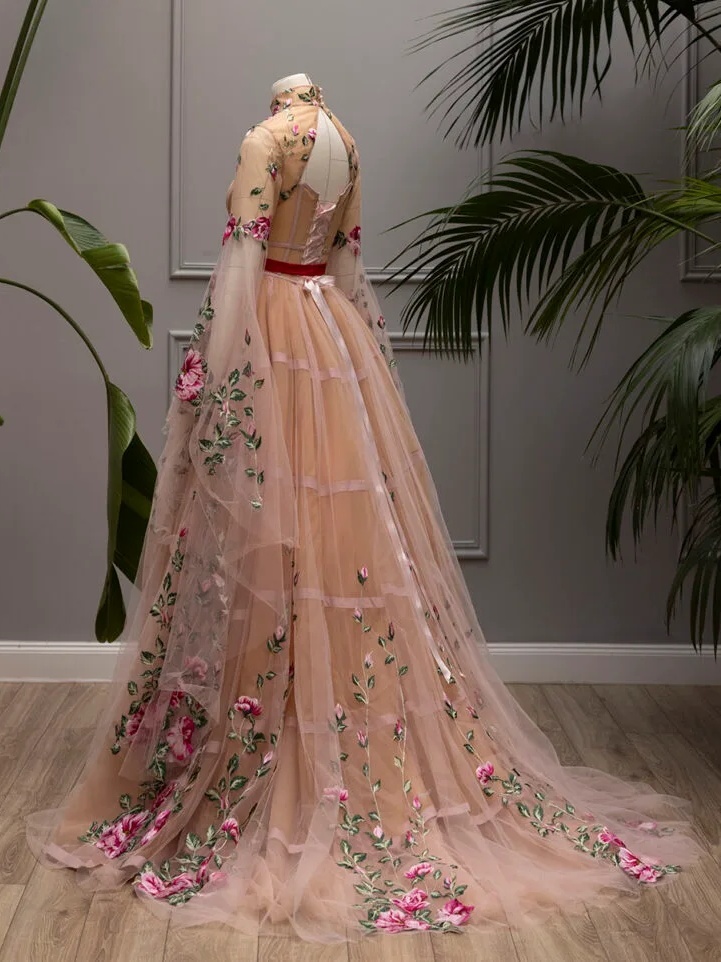 Floral Lace Prom Dress/Photo Shoot Dress