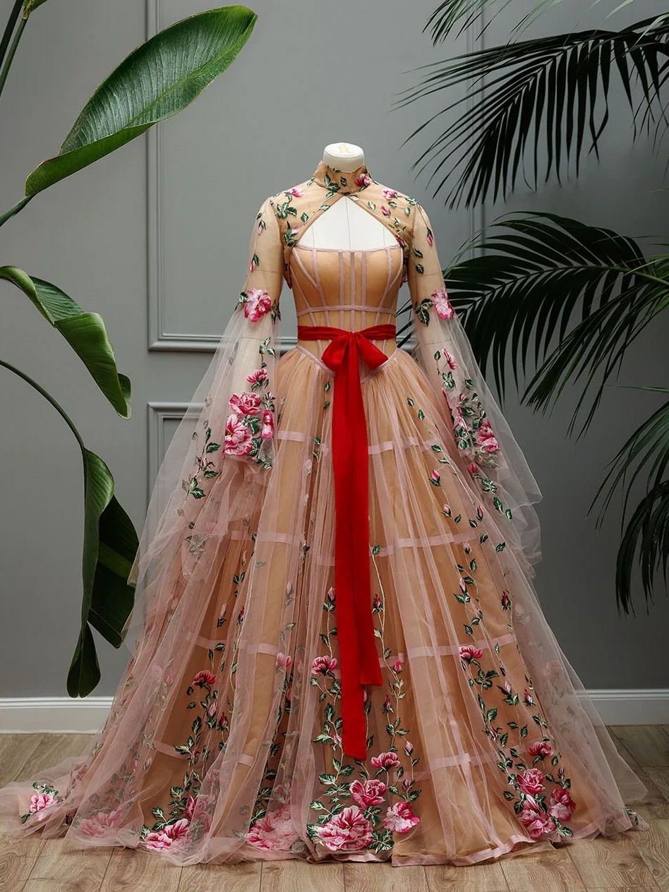 Floral Lace Prom Dress/Photo Shoot Dress