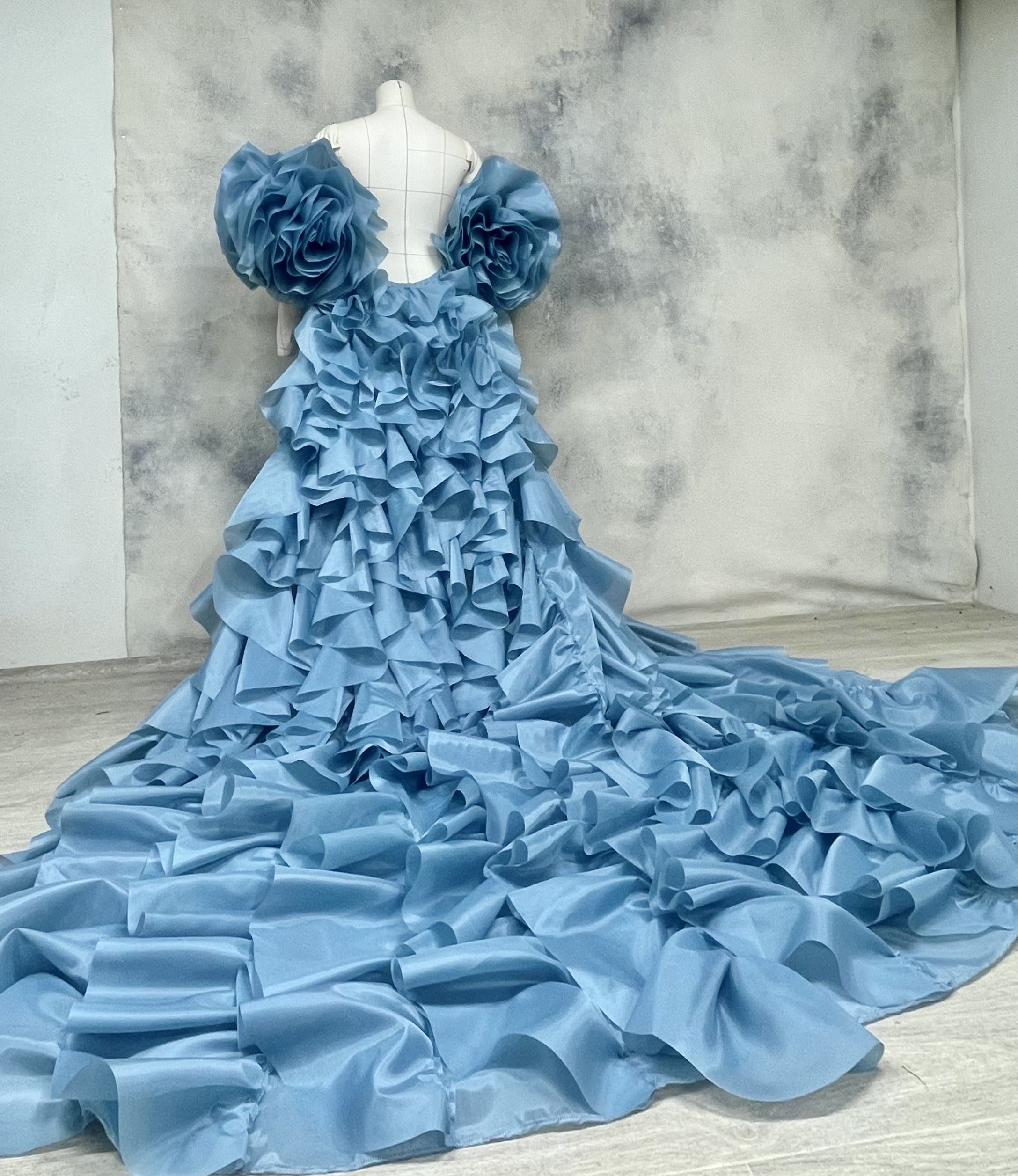Tiffany Blue Organza  Photo Shoot Dress/Maternity Dress