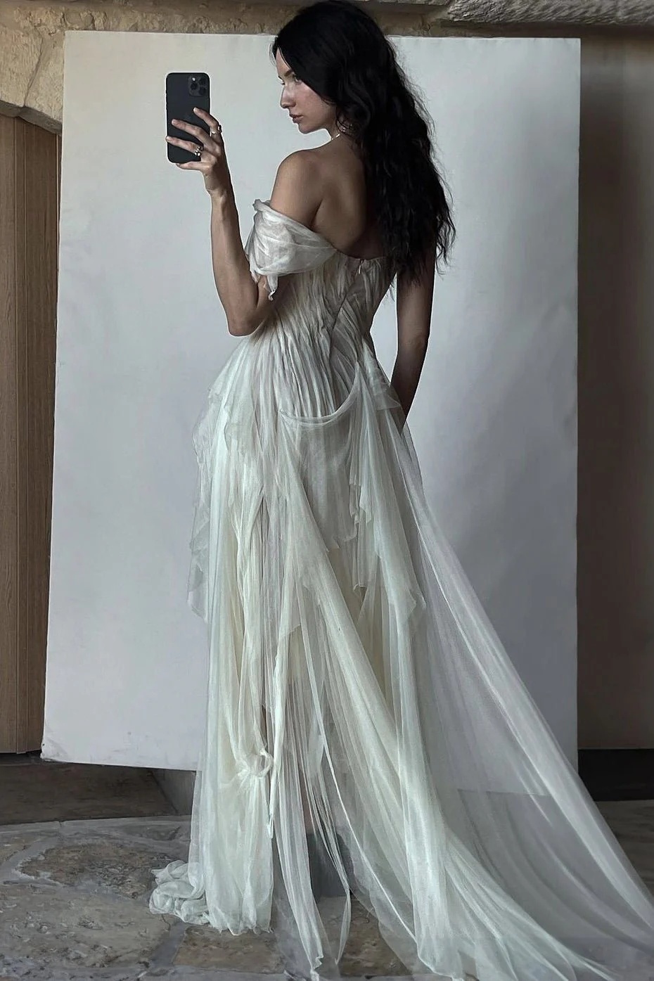 Vintage Off White Silk Tulle Bridal Dress/Costume Dress