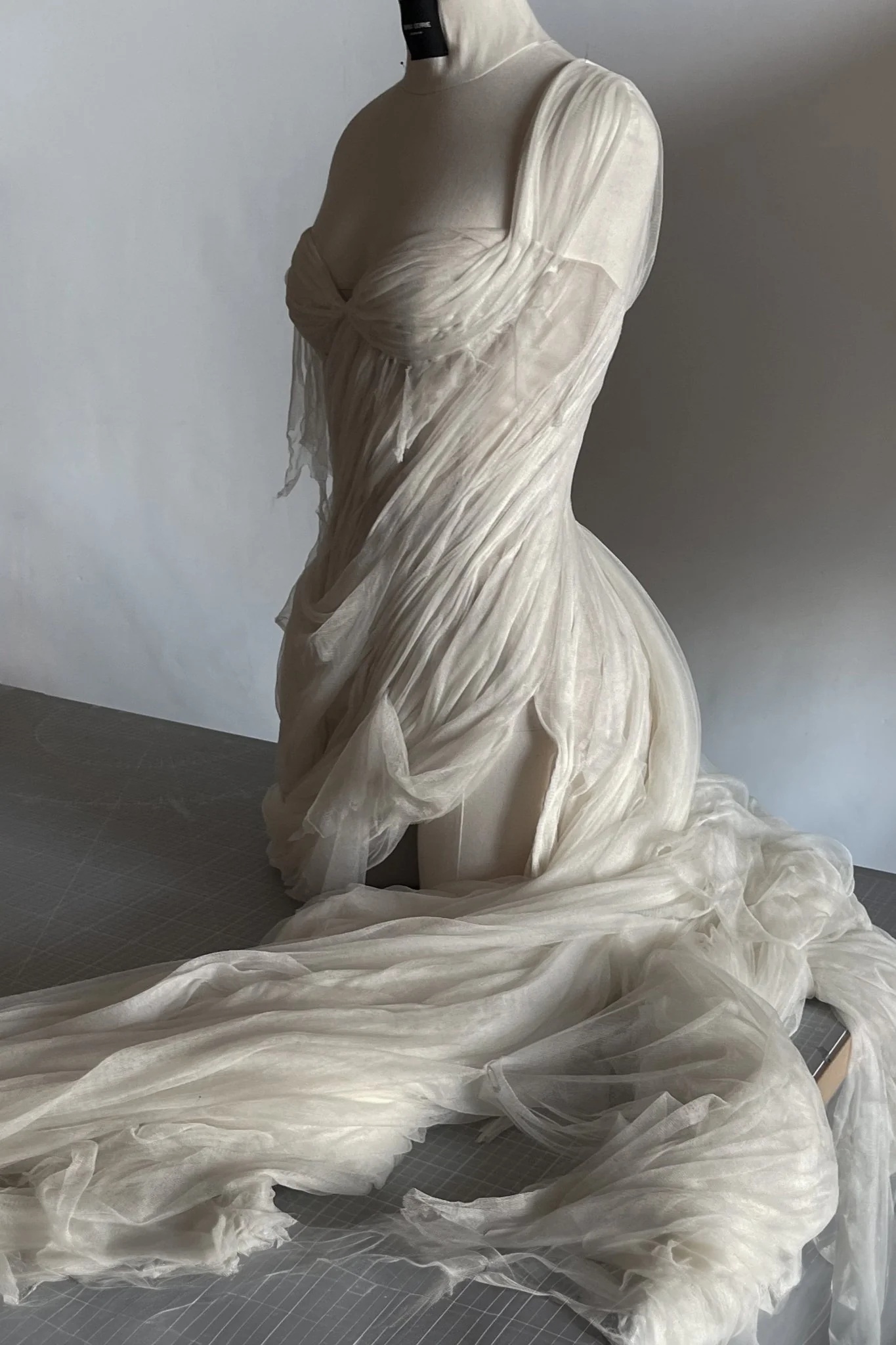 Vintage Off White Silk Tulle Bridal Dress/Costume Dress