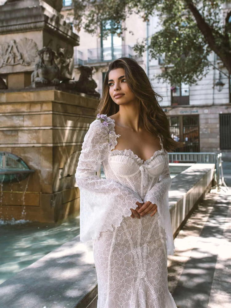 Hollow Lace  Off White  Bridal Dress