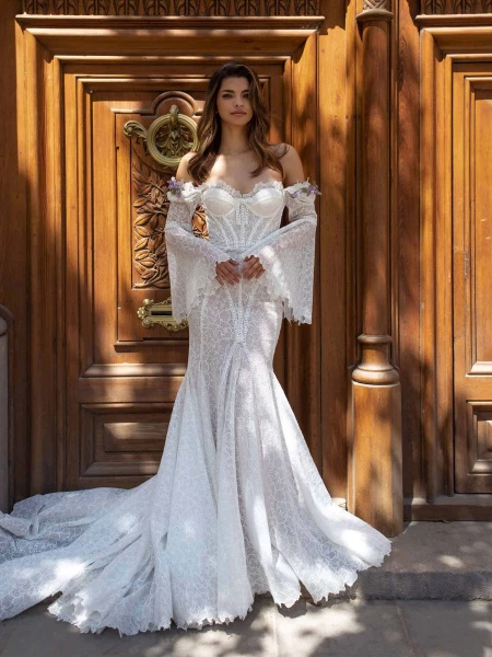 Hollow Lace  Off White  Bridal Dress