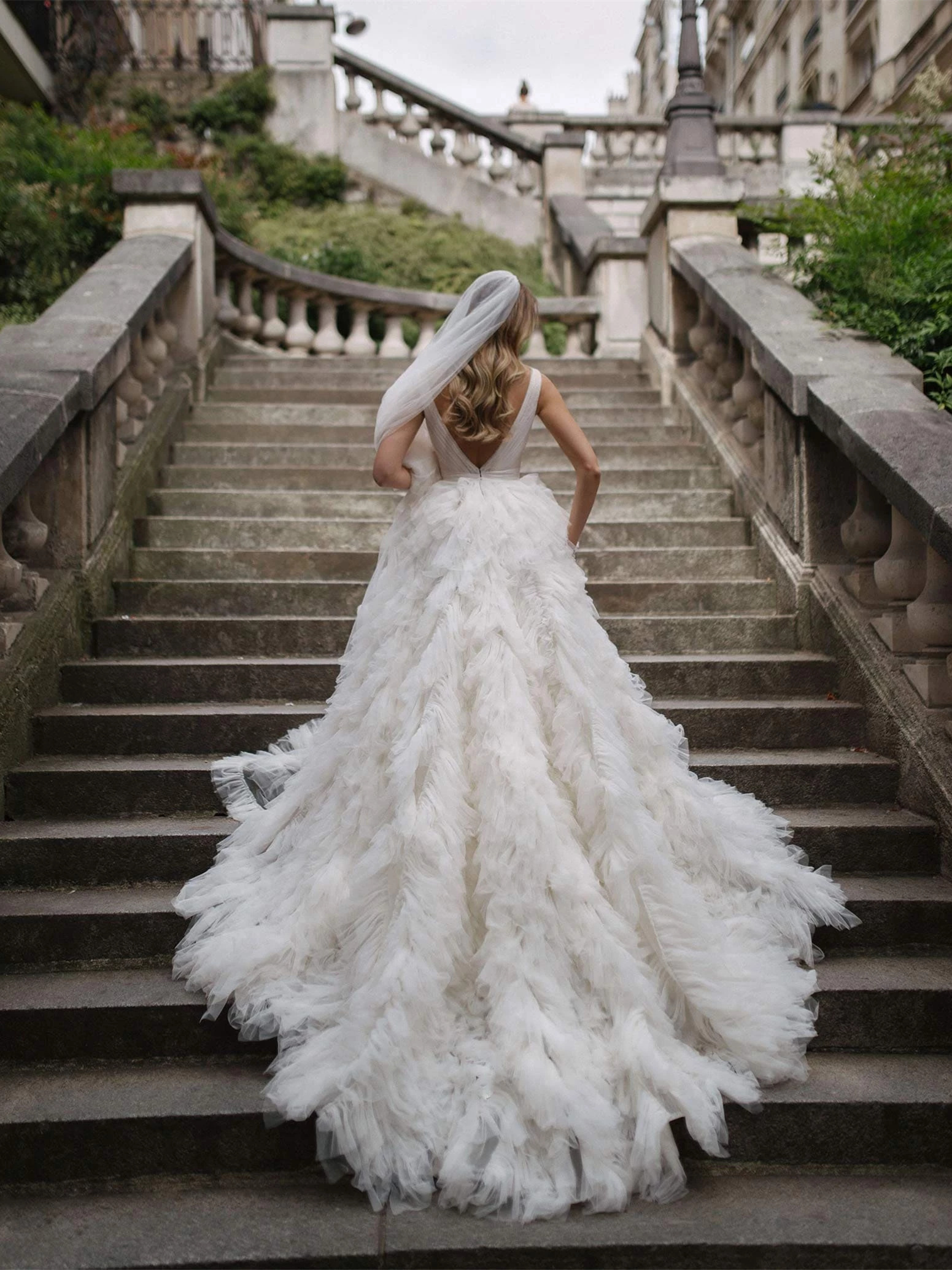 Off White Ruffled Chi Bridal Dress