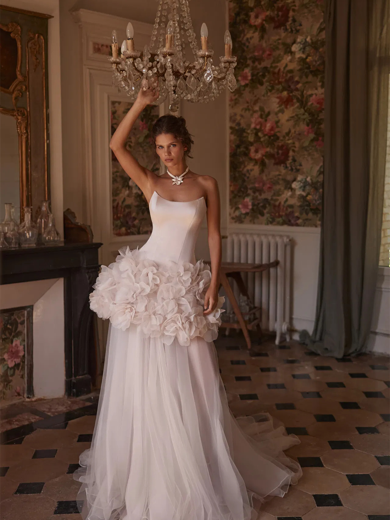 Ivory Short  Flowers Chi Bridal Dress
