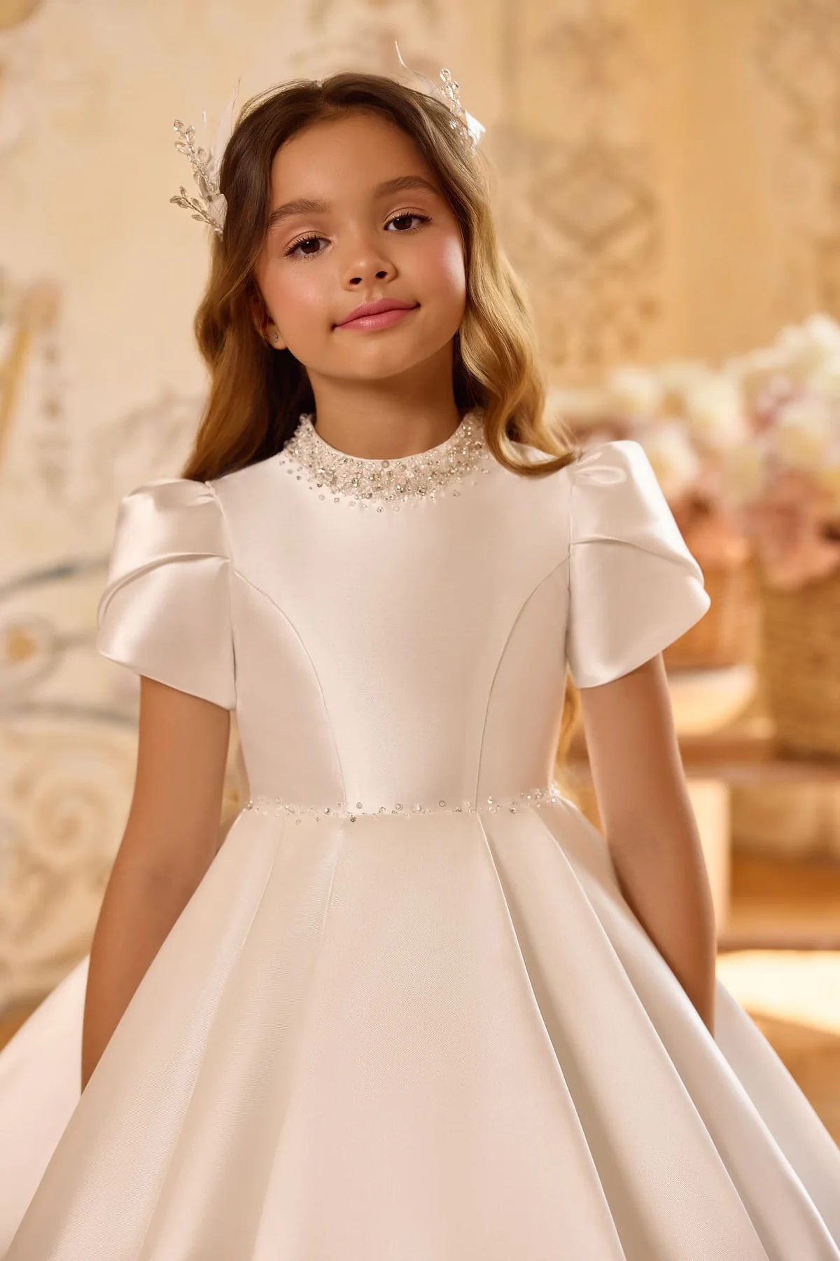 Ivory Mikado Popular Communion Dress