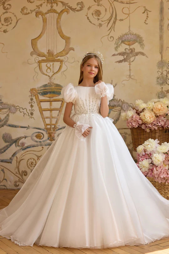Ivory Beaded Girls Comunion Dress