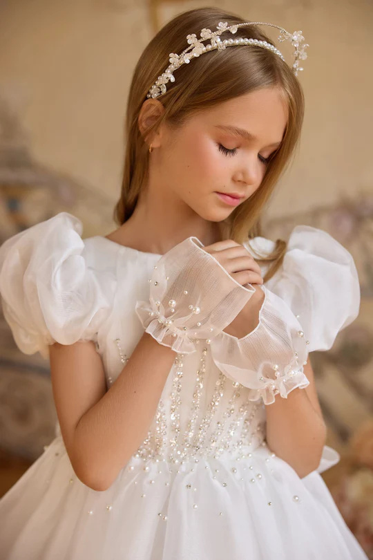 Ivory Beaded Girls Comunion Dress