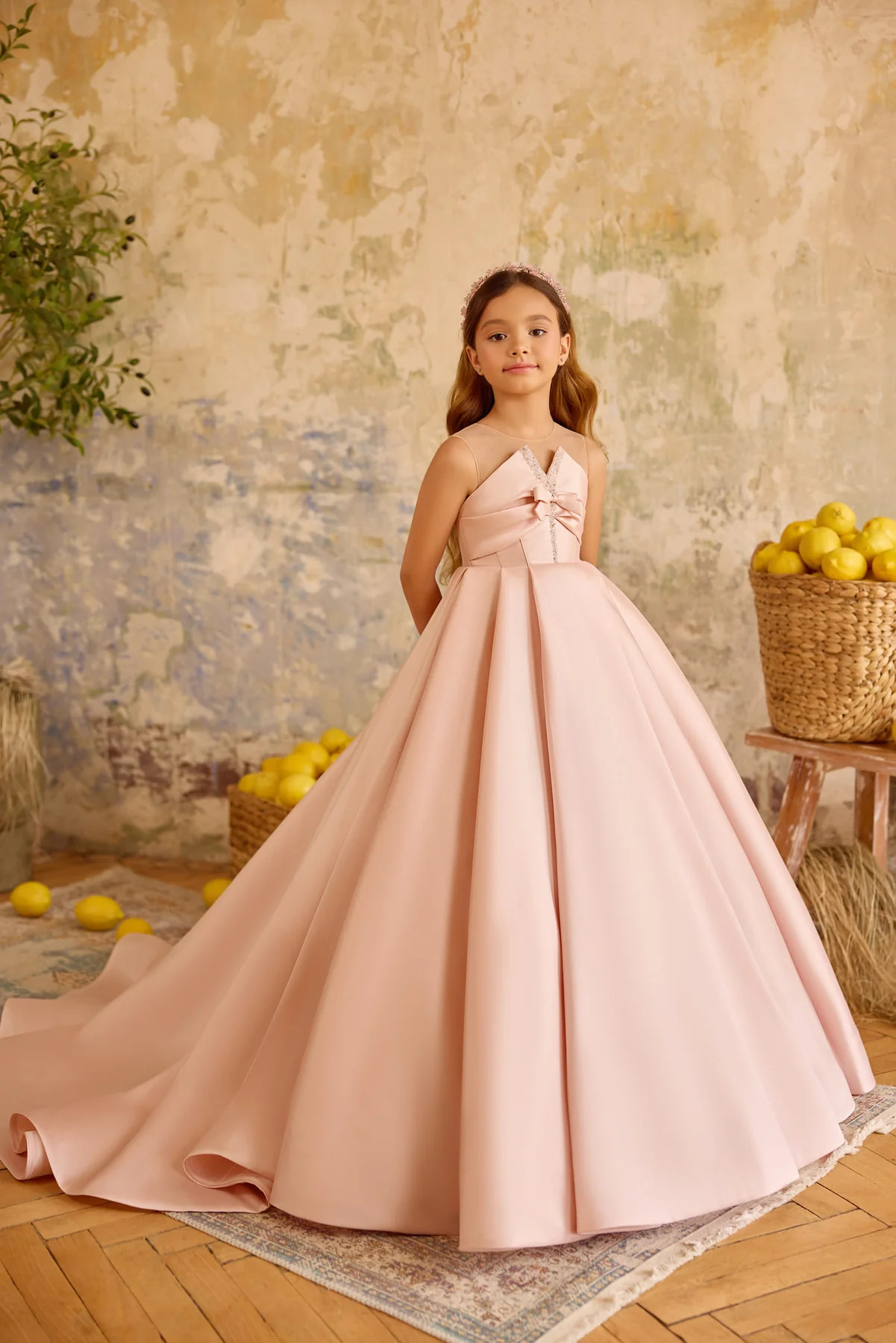 Pink Satin Girls Party Dress