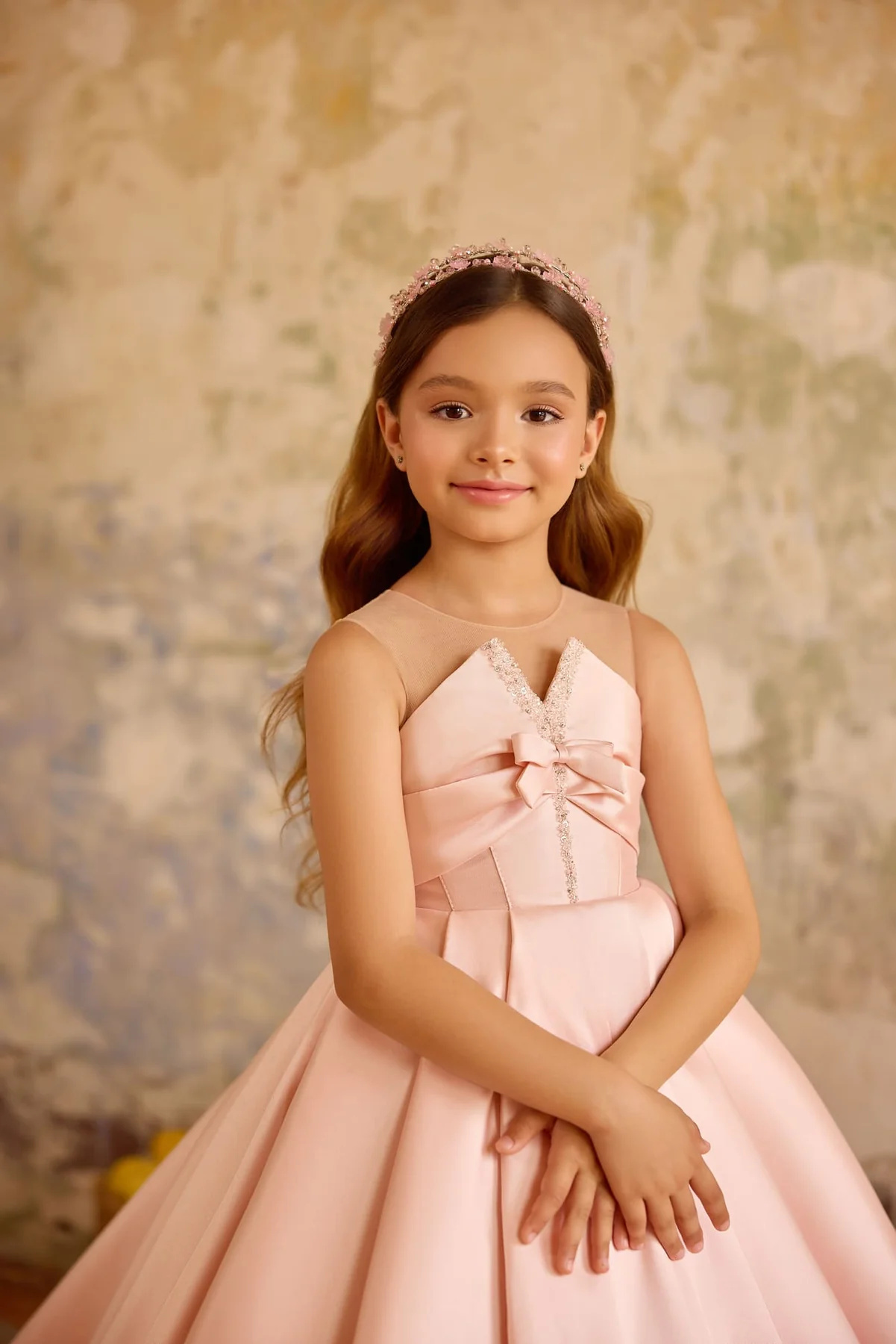 Pink Satin Girls Party Dress