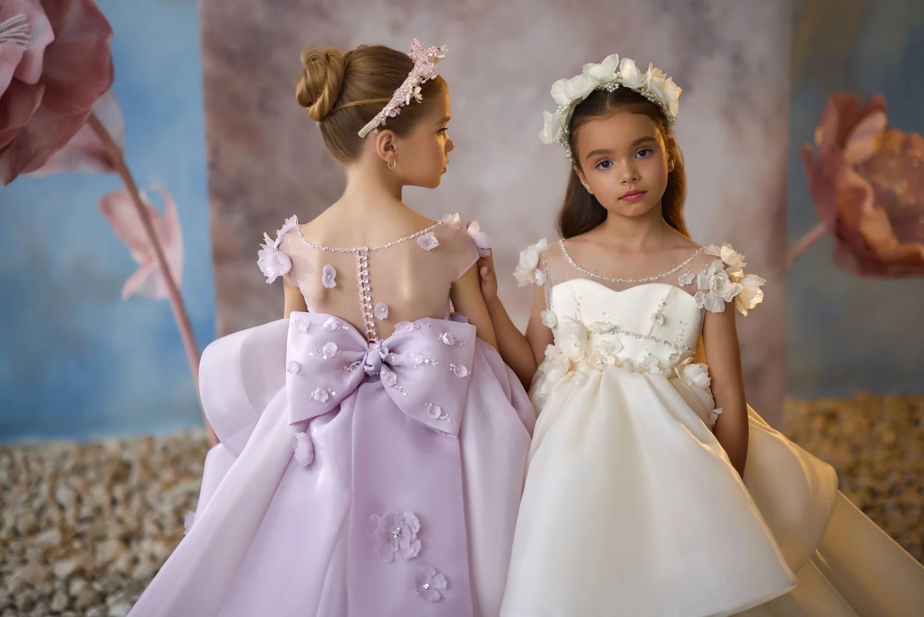 Lavender/Cream Little Girls Party Dress