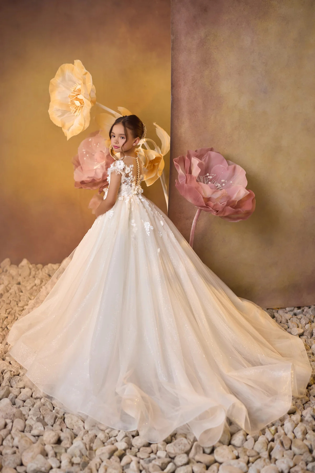 Ivory Lace Little Girls Party Dress/Girls Communion Dress