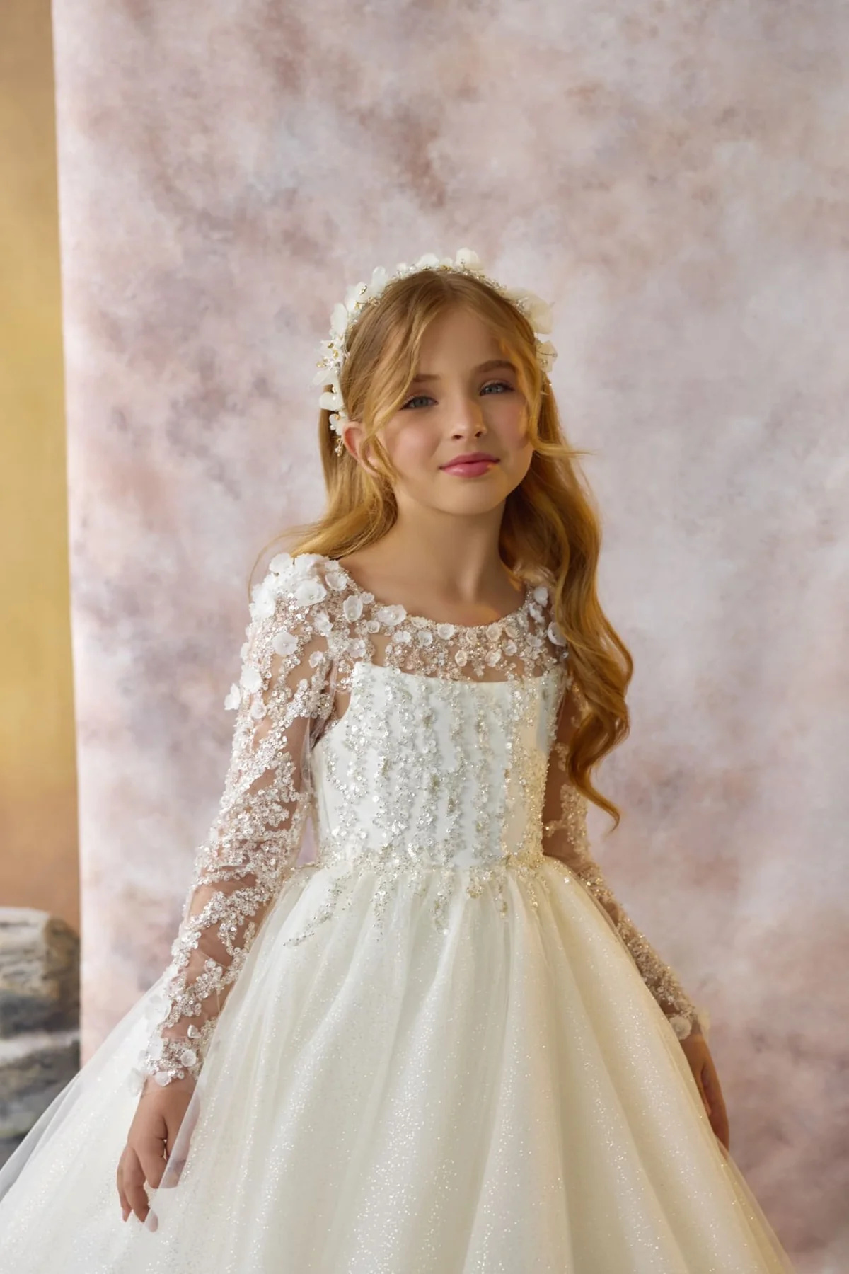 Ivory Lace Little Girls Party Dress/Girls Communion Dress