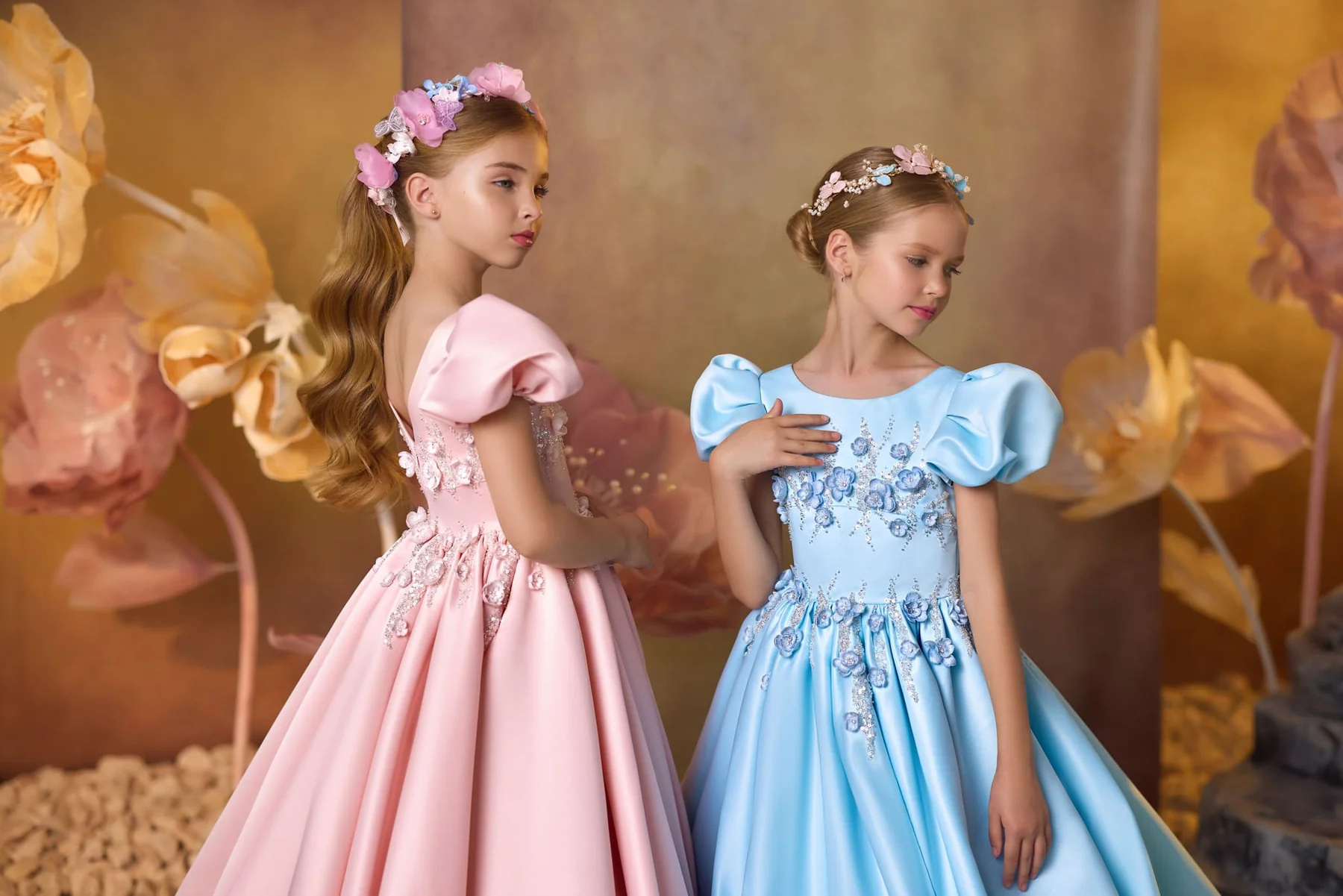 Pink /Blue Little Girls Party Dress