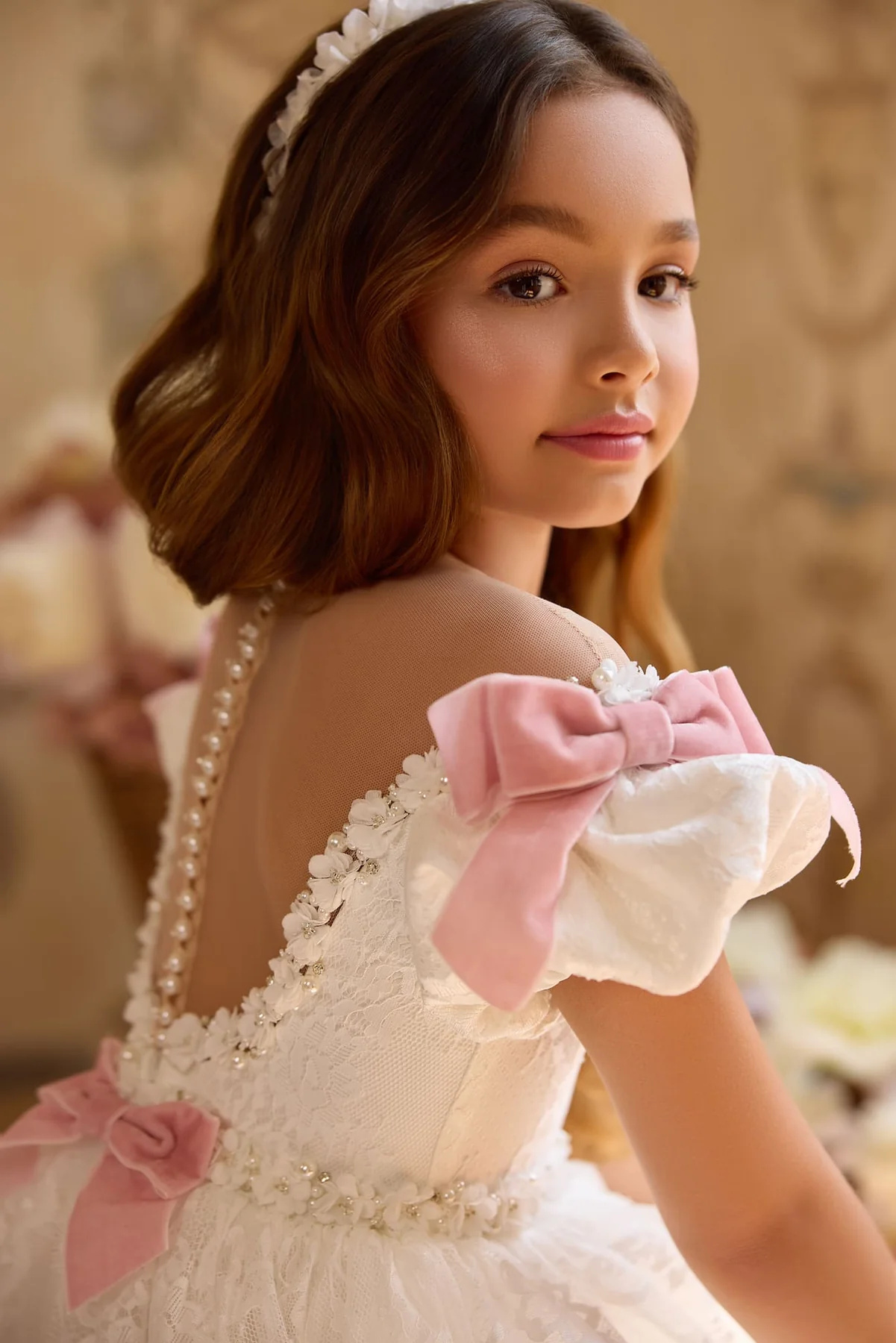 French Lace Girls Party Dress/Communion Dress