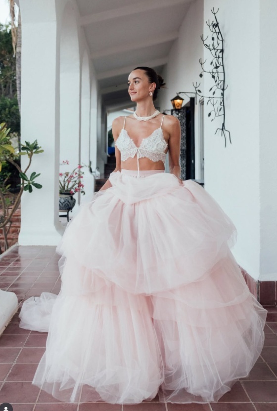 Blush Pink Ruffled Wedding Skirt