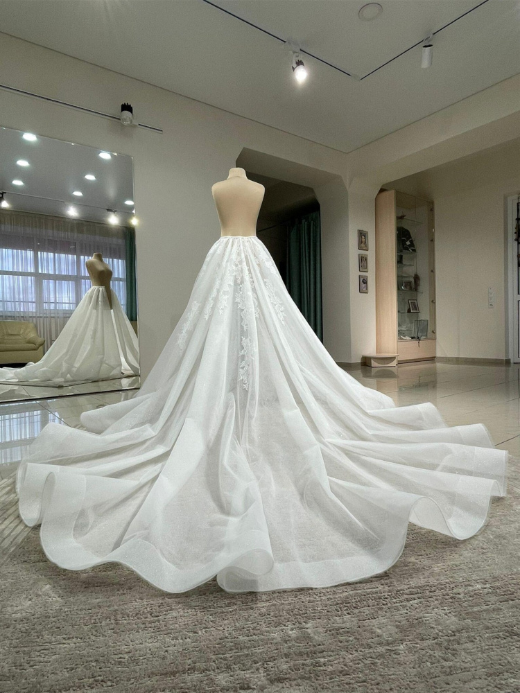 Ivory Ruffled Floral Detachable Wedding Skirt/Bridal OverSkirt
