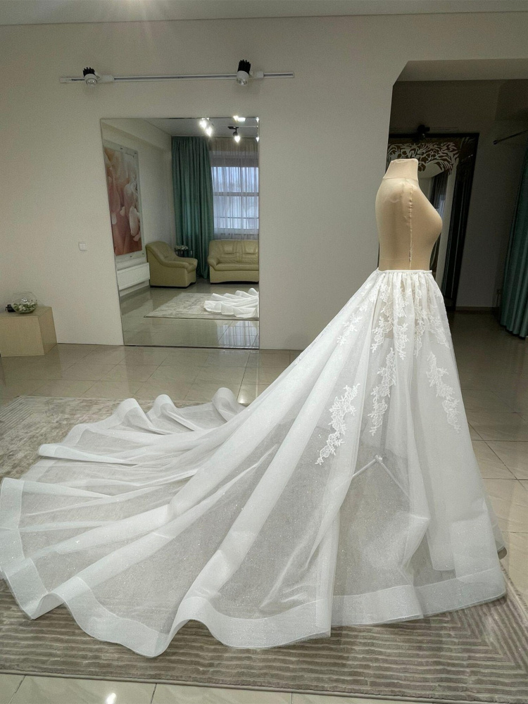 Ivory Ruffled Floral Detachable Wedding Skirt/Bridal OverSkirt