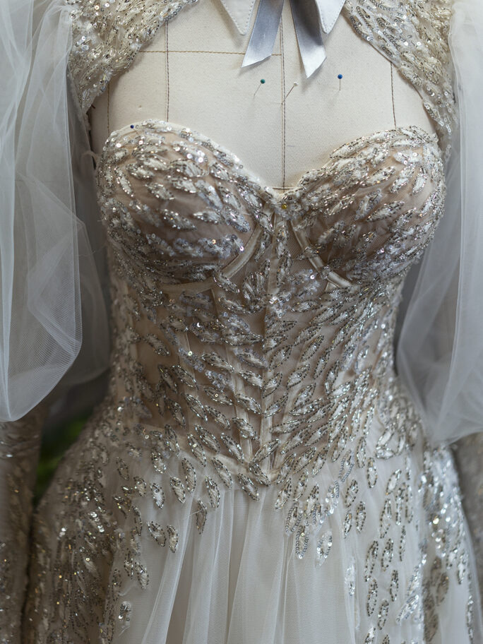 Ivory Beaded Photoshoot Dress/Prom Dress