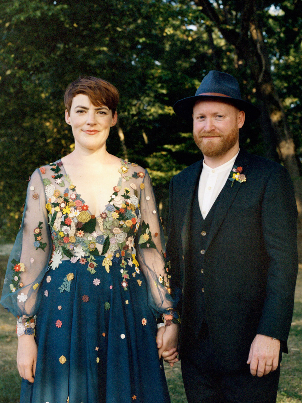 Teal  Floral Embroidred Lace Bridal Dress