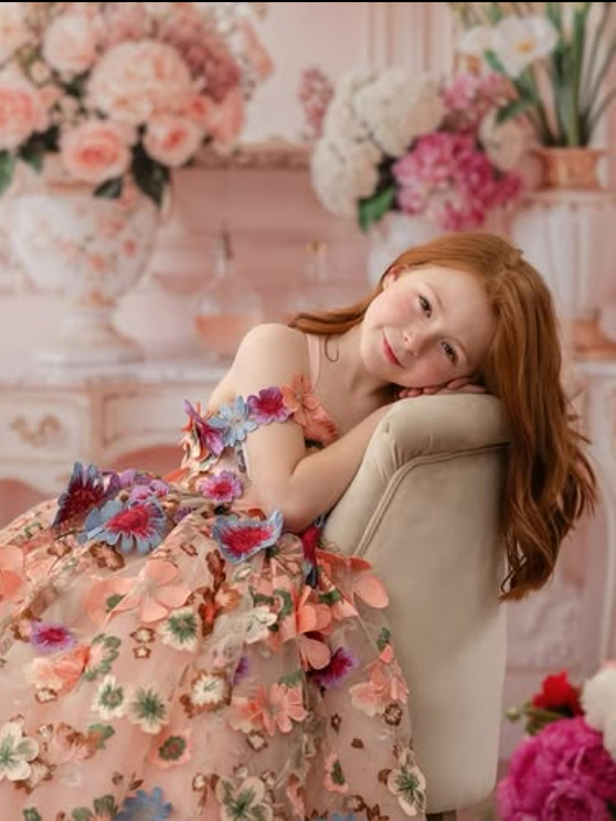 Floral Embroidred Lace Little Girl Dress