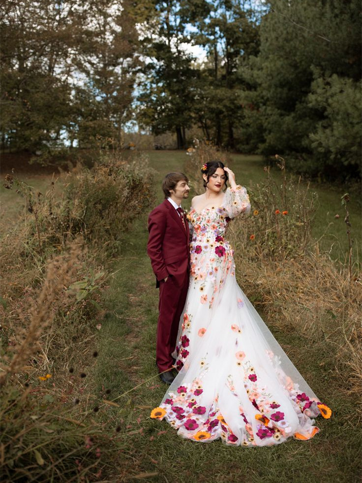 Floral Lace Bridal Dress/Photoshoot Dress