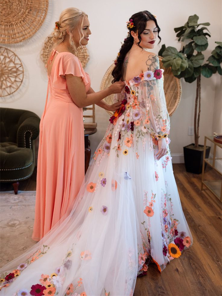 Floral Lace Bridal Dress/Photoshoot Dress