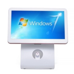 15.6inch Touch POS Terminal with 11.6inch Second Screen and Rose Golden Rim VFD Optional White POS Fashionable POS Machine Touch Screen POS Systems