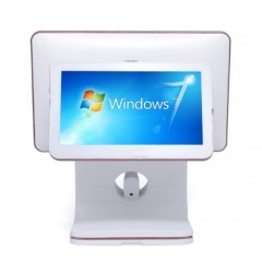 15.6inch Touch POS Terminal with 11.6inch Second Screen and Rose Golden Rim VFD Optional White POS Fashionable POS Machine Touch Screen POS Systems