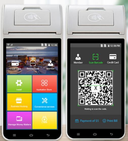 Mobile POS with Printer and Calling Function Phone barcode scanner Handheld PDA pda scanner