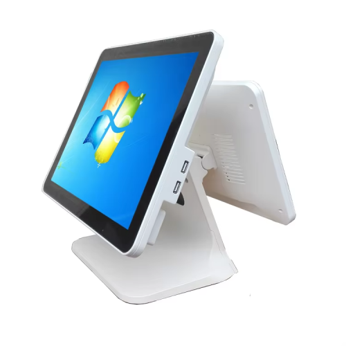15inch Dual Screen POS Terminal Cash Register with Solid strong Aluminum Alloy Base Stand Touch Screen Pos System Cash Register Barber Shop Register Machine Cashier