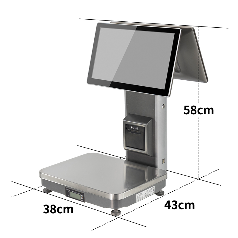 POS Terminal Scales 15.6" Capacitive Touchscreen Win10 8G RAM 128G SSD Cash Drawer Weighing Functions YOUYOU AI