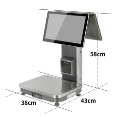 POS Terminal Scales 15.6" Capacitive Touchscreen Win10 8G RAM 128G SSD Cash Drawer Weighing Functions YOUYOU AI