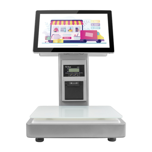 Retail POS Weighing Scale All in One Touch AI Cash Register Weighing Scale With 58mm Printer Receipt Barcode Print