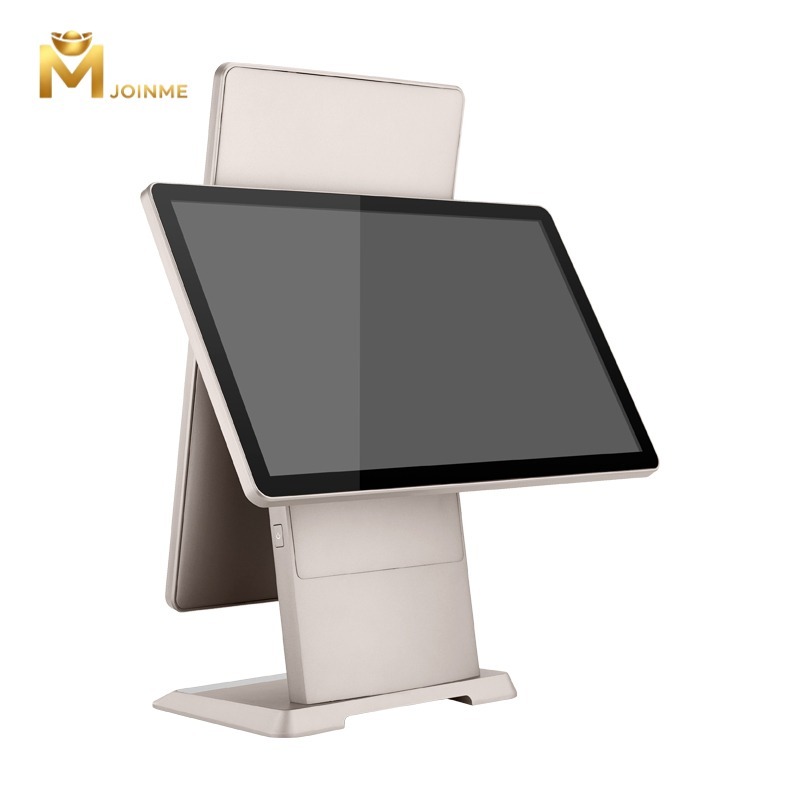 Super Slim Aluminum Alloy Dual Screen Touch POS Terminal 4G RAM, 64GB SSD, 8G RAM, 128GB SSD,Champagne gold