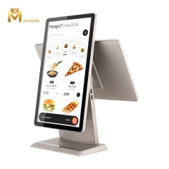 Super Slim Aluminum Alloy Dual Screen Touch POS Terminal 4G RAM, 64GB SSD, 8G RAM, 128GB SSD,Champagne gold