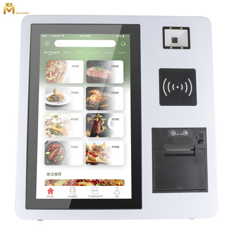 All-in-One Capacitive Touch Screen POS Desktop Self-Service Kiosk with 80MM Printer Window