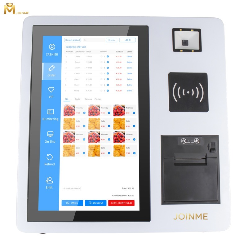 All-in-One Capacitive Touch Screen POS Desktop Self-Service Kiosk with 80MM Printer Window