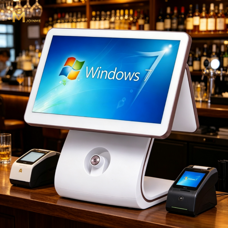 15.6inch Touch POS Terminal with 11.6inch Second Screen and Rose Golden Rim VFD Optional White POS Fashionable POS Machine Touch Screen POS Systems