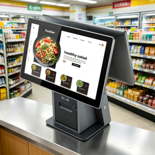Aluminum Alloy POS Terminal with Detachable Printer and Detachable Barcode Scanner as well as Optional Vertical Screen.