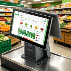 Aluminum Alloy POS Terminal with Detachable Printer and Detachable Barcode Scanner as well as Optional Vertical Screen.