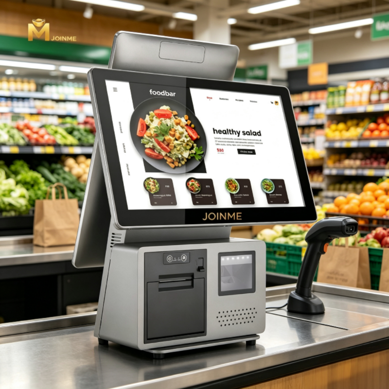 Aluminum Alloy POS Terminal with Detachable Printer and Detachable Barcode Scanner as well as Optional Vertical Screen.