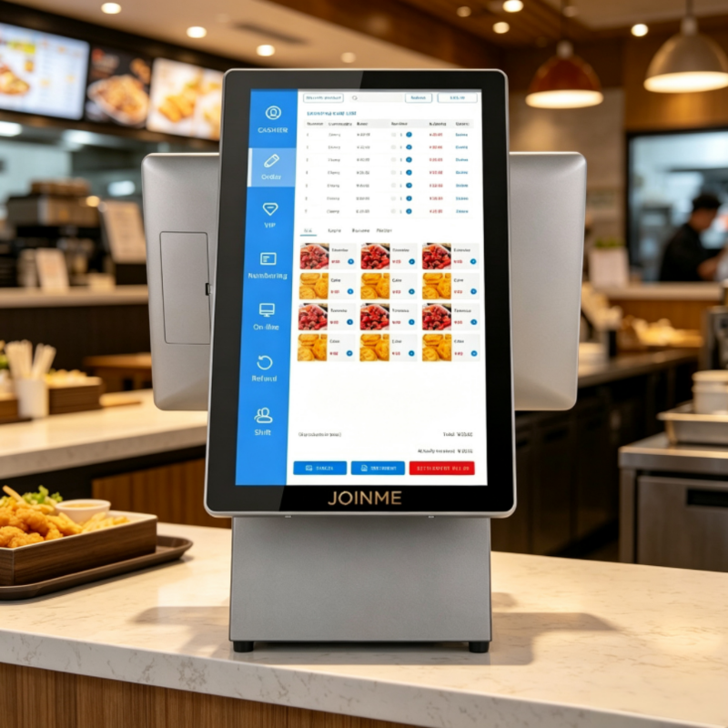 Aluminum Alloy POS Terminal with Detachable Printer and Detachable Barcode Scanner as well as Optional Vertical Screen.