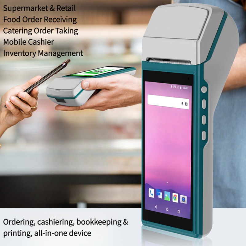 Android Handheld Smart Terminal Mobile touch POS with printer and 3G 4G sim card slot and NFC scanner