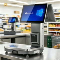 POS Terminal Scales 15.6" Capacitive Touchscreen Win10 8G RAM 128G SSD Cash Drawer Weighing Functions YOUYOU AI