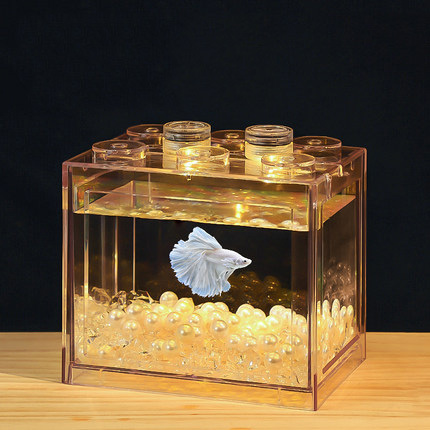 Table Mini Landscape Eco Box Transparent Acrylic Betta Fish Tank,Small Fish  Tank