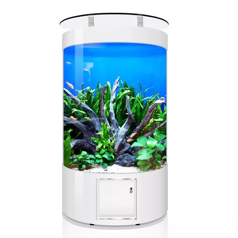 Living room vertical fish tank one-key drainage ecological aquarium acrylic  semi-circular fish tank,Large Fish Tank